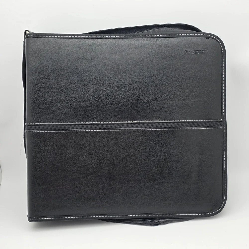Targus 256 CD DVD Storage Binder Case Black Faux Leather Zip Media Organizer - Picture 2 of 12